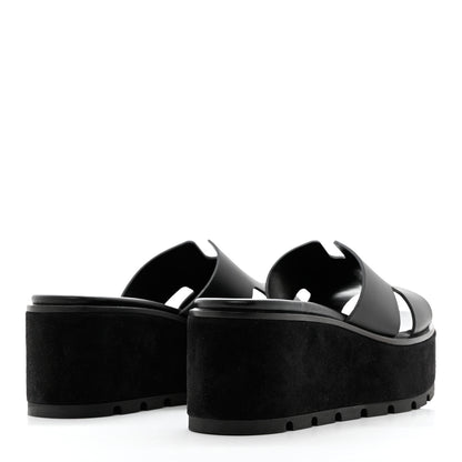 Hermes Calfskin Suede Eze 30 Sandals 38 Black 4 of 12