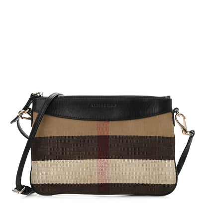 Burberry Mega Check Peyton Crossbody Clutch Bag Black 1 of 12