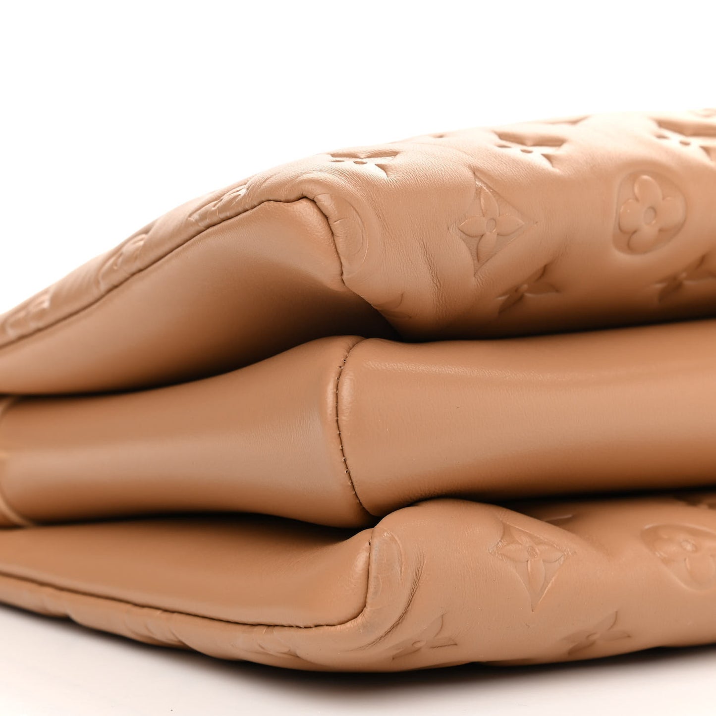 Lambskin Embossed Monogram Coussin PM Camel