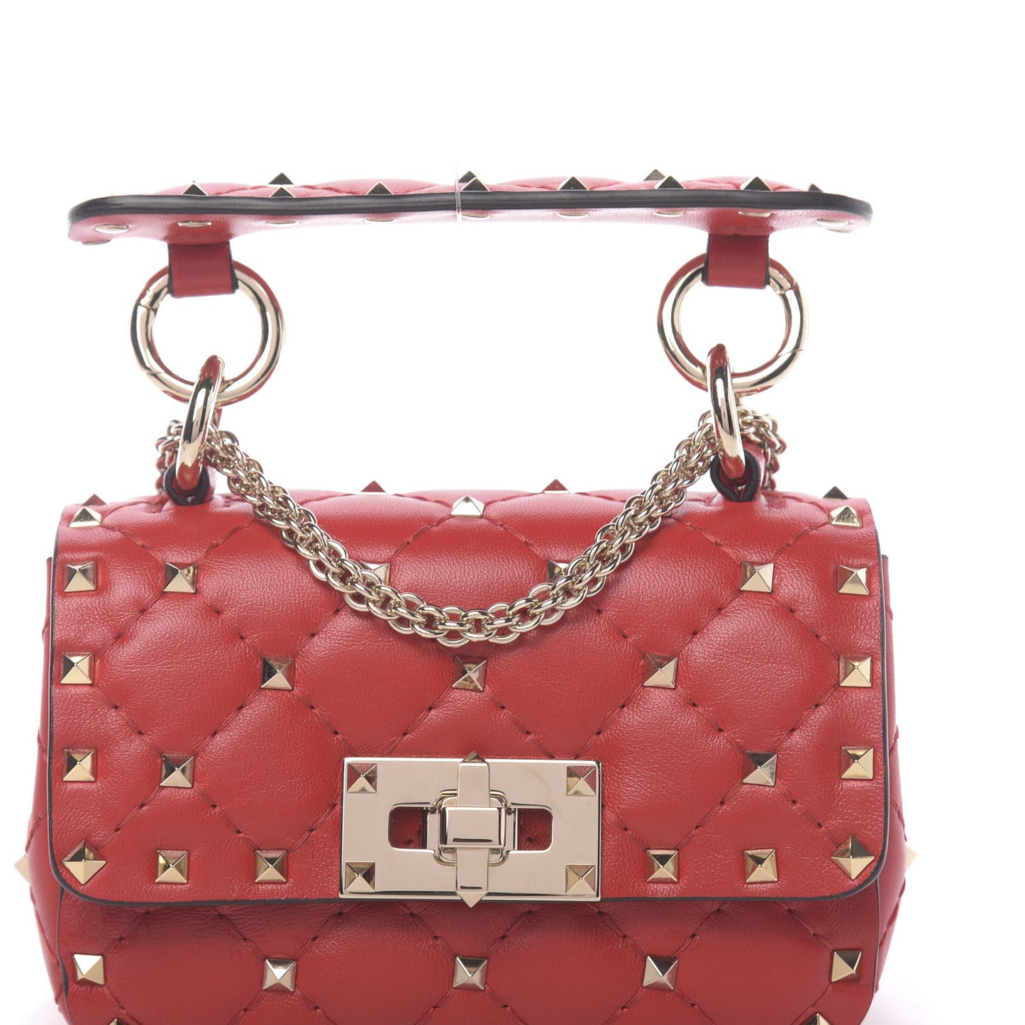 Lambskin Micro Rockstud Spike Shoulder Bag Red