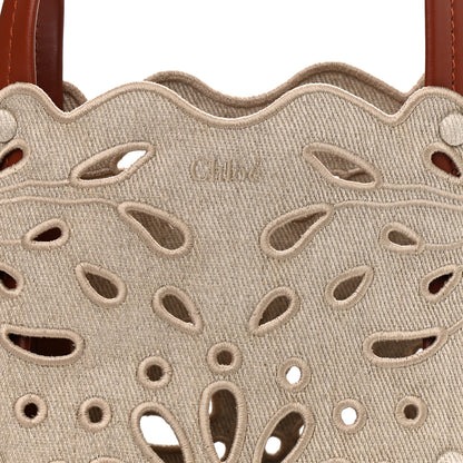 Chloe Linen Calfskin Small Kamilla North-South Tote Beige 6 of 10