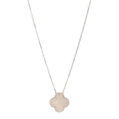 Van Cleef & Arpels 18K White Gold Mother of Pearl Magic Alhambra Pendant Necklace 1 of 4