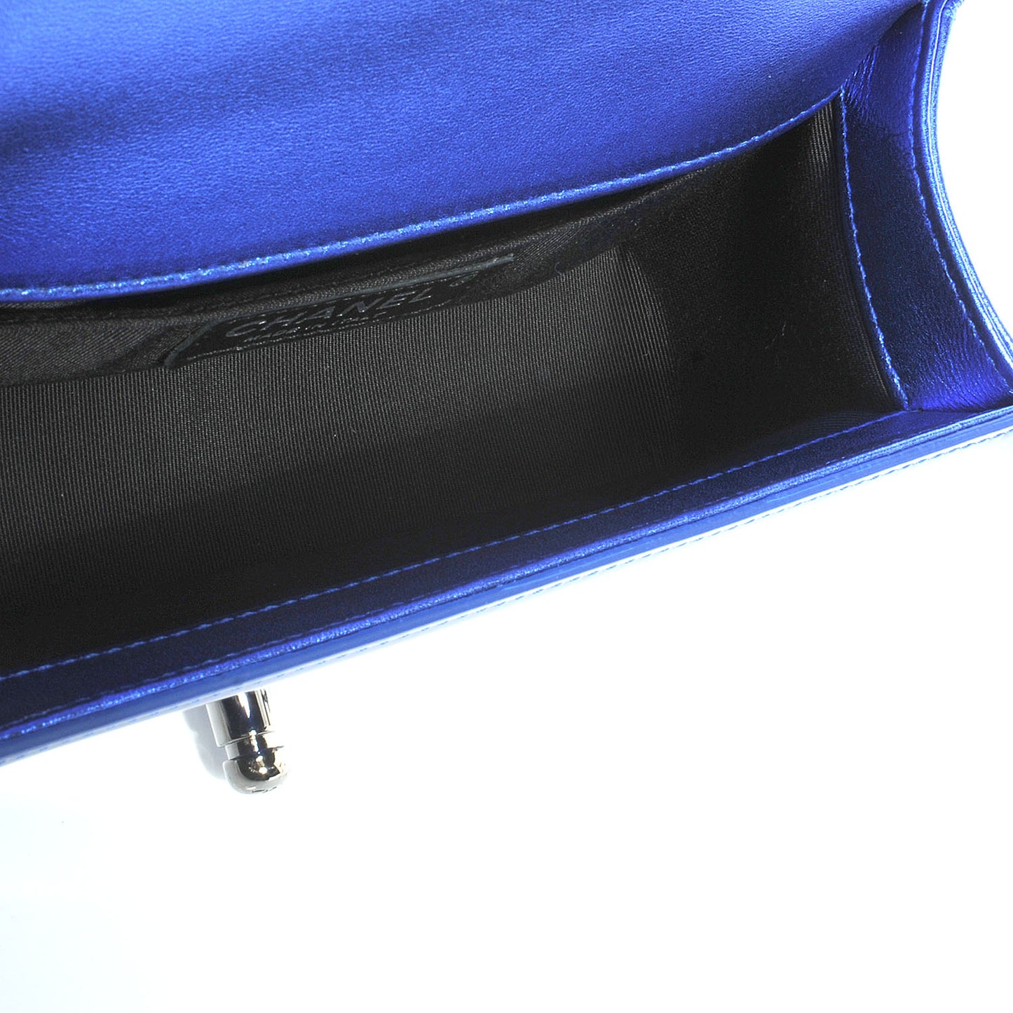 Patent Metallic Small Boy Flap Blue