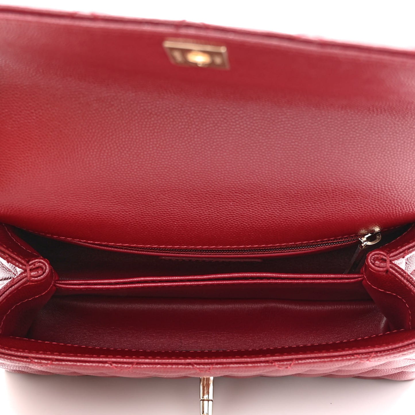 Caviar Lizard Embossed Quilted Mini Coco Handle Flap Burgundy