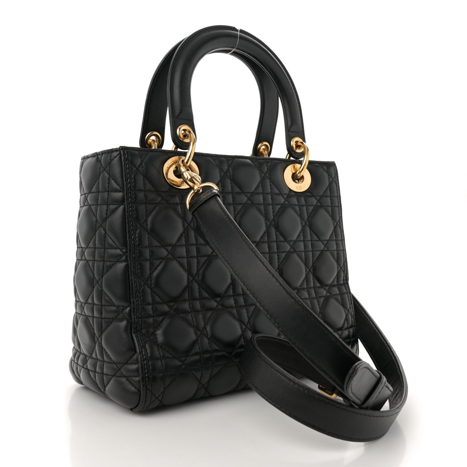 Christian Dior Lambskin Cannage Medium Lady Dior Black 3 of 12