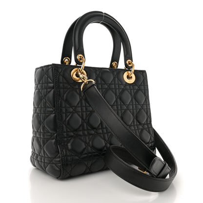 Christian Dior Lambskin Cannage Medium Lady Dior Black 3 of 12