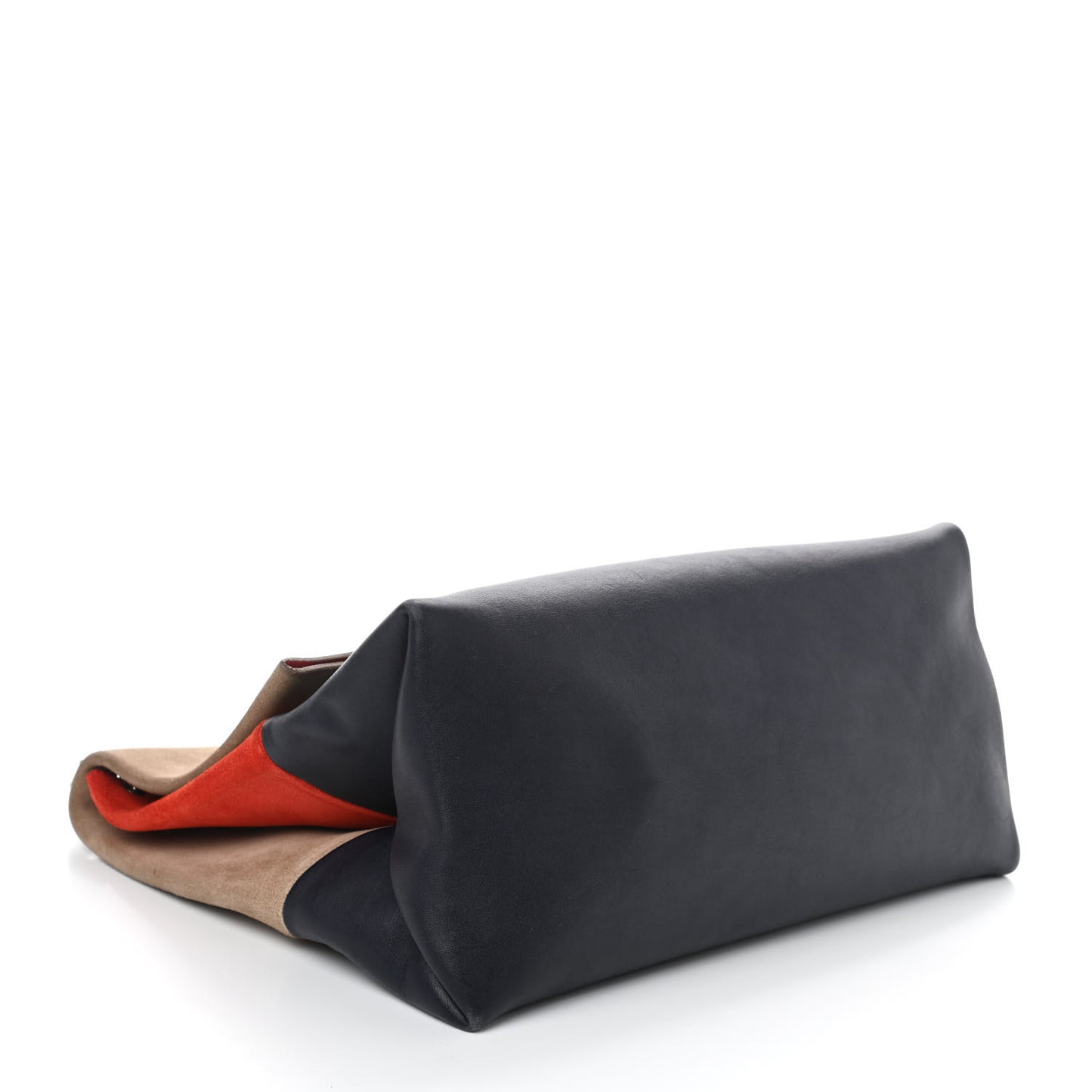 Calfskin Suede All Soft Shoulder Bag Grey Bright Orange Black
