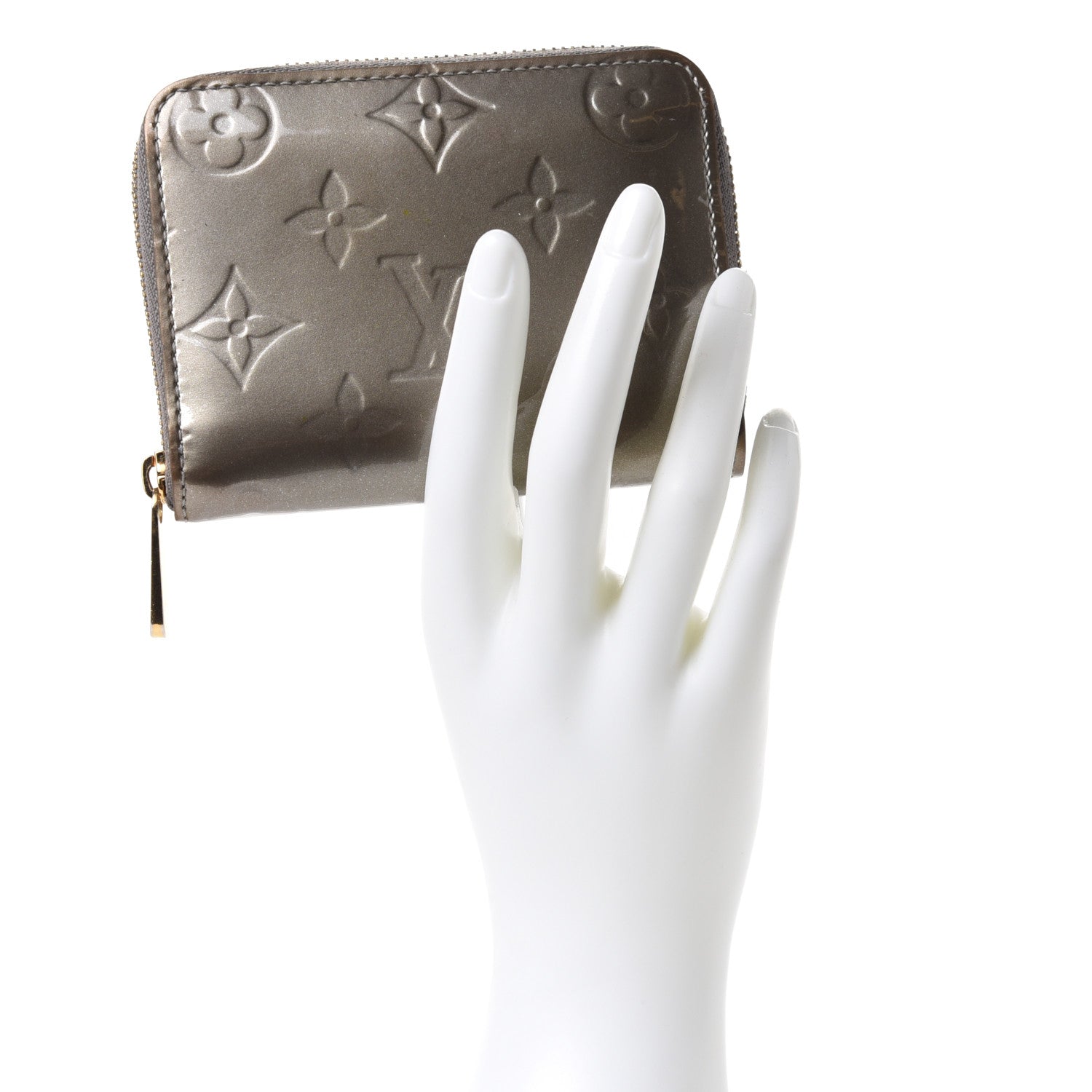 Louis Vuitton Vernis Zippy Coin Purse Wallet Gris Art Deco 2 of 8