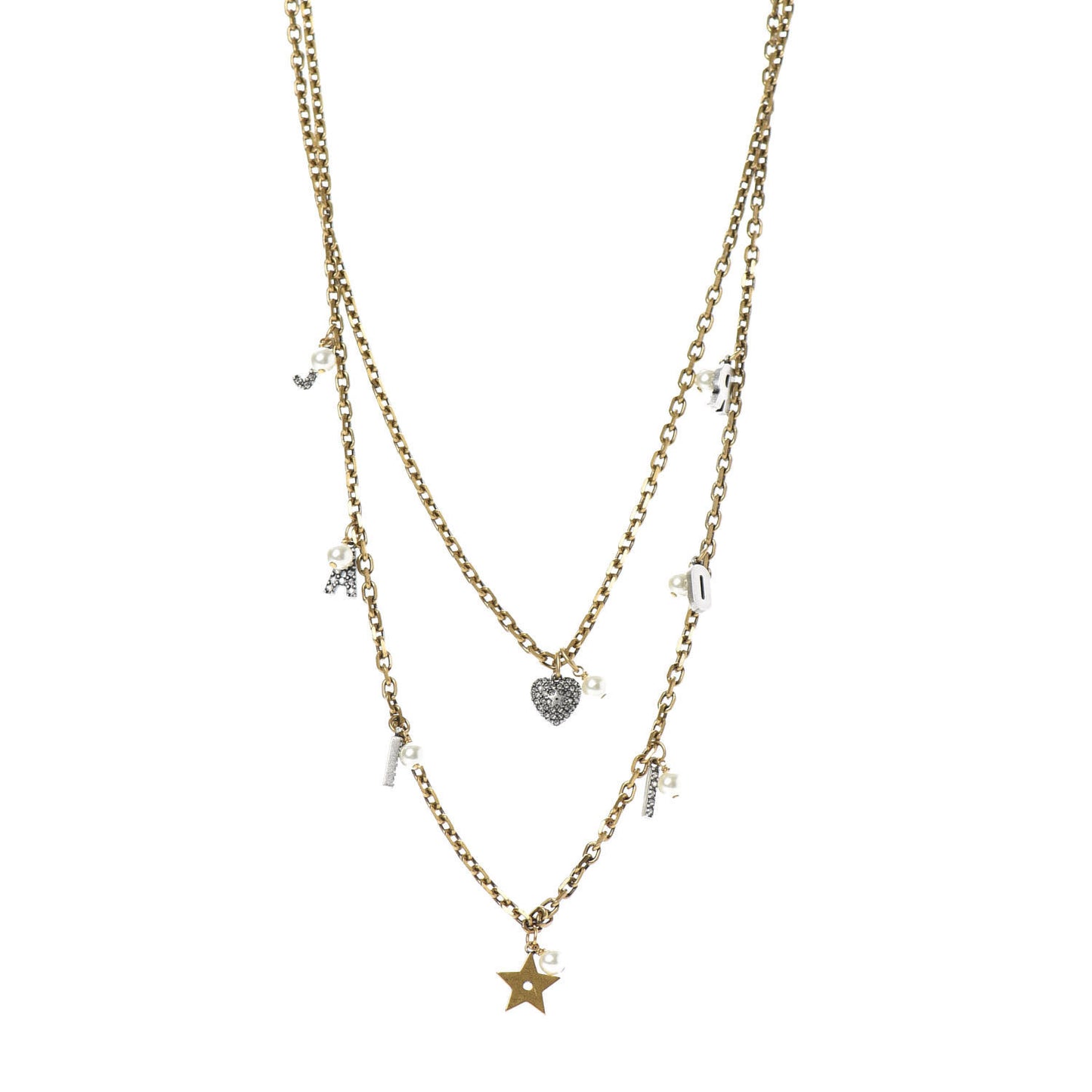 Metal Star J'adior Multi Strand Necklace Aged Gold