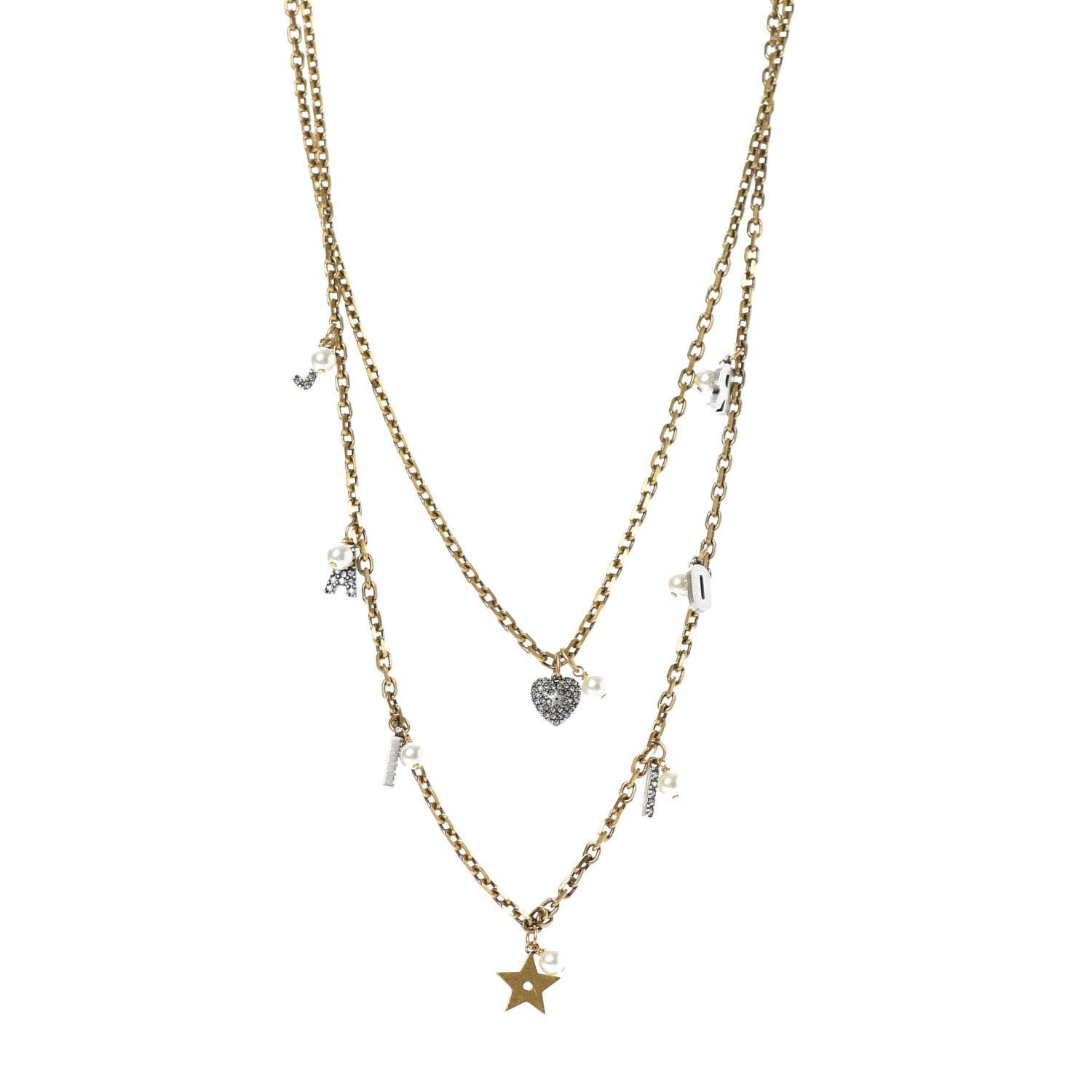 Christian Dior Metal Star J'adior Multi Strand Necklace Aged Gold 1 of 5