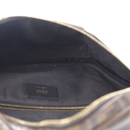 Fendi X FILA Glazed Fabric Vitello Century FF 1974 Mania Belt Bag Mogano Panna Blueberry 5 of 9