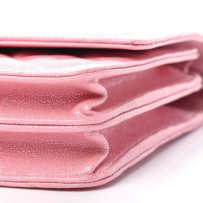 Chanel Iridescent Caviar Quilted Square Wallet On Chain WOC Rose Pink 17 of 19