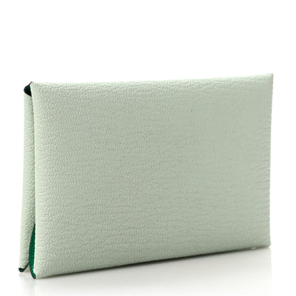 Hermes Chevre Mysore Verso Calvi Duo Card Case Vert Fizz Menthe 3 of 7