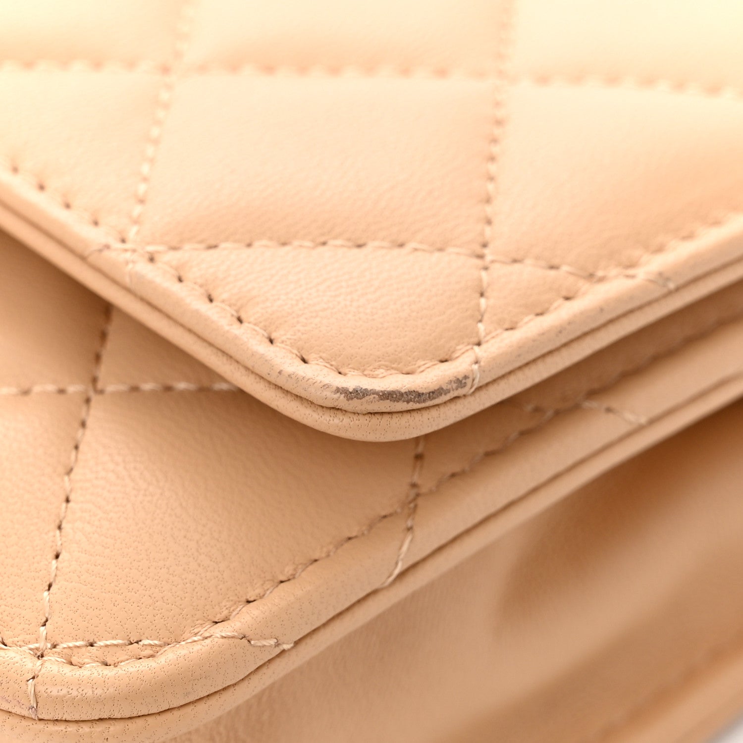 Chanel Lambskin Quilted CC Pearl Crush Wallet on Chain WOC Beige 12 of 12