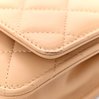 Chanel Lambskin Quilted CC Pearl Crush Wallet on Chain WOC Beige 12 of 12