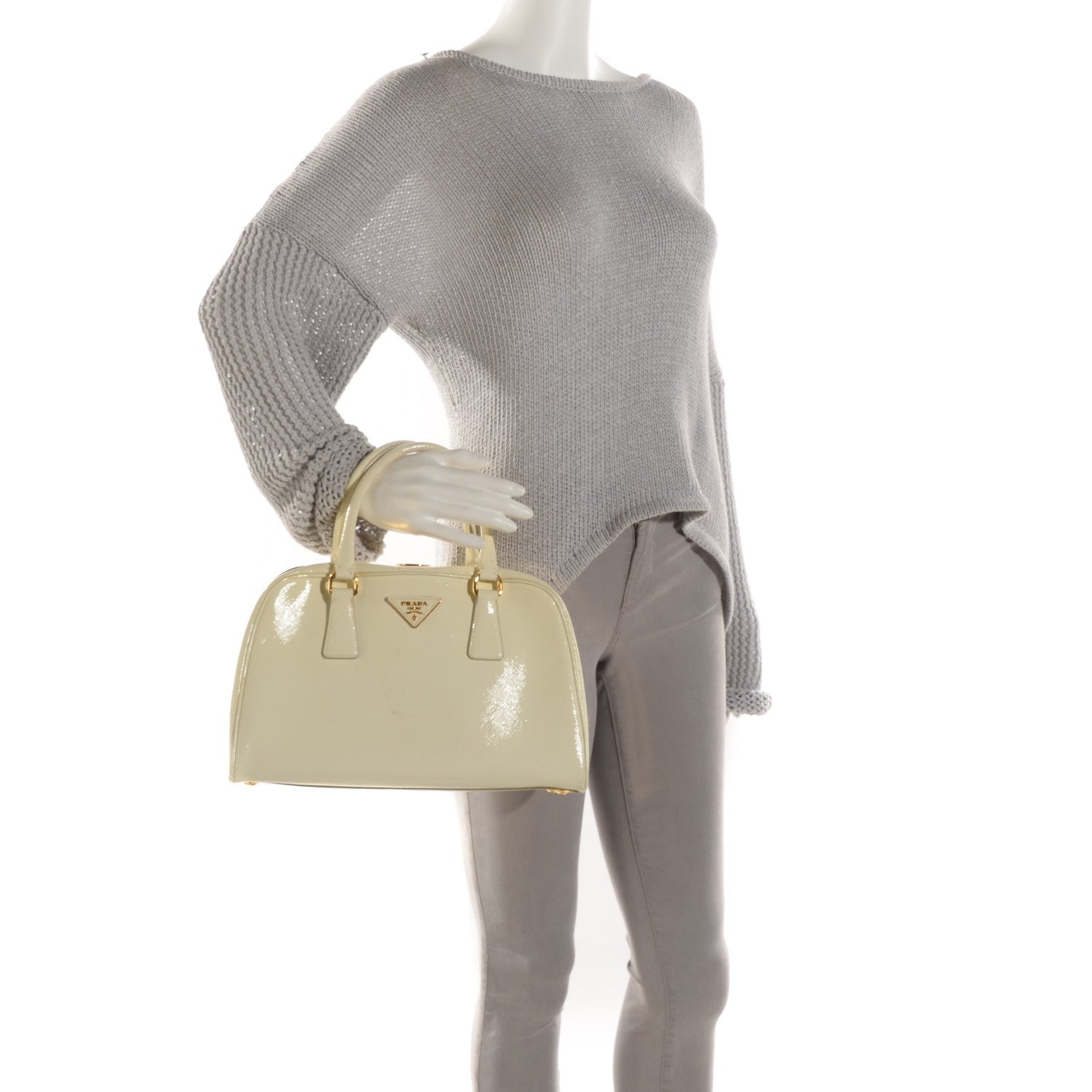 Prada Saffiano Vernice Frame Bag White 2 of 14