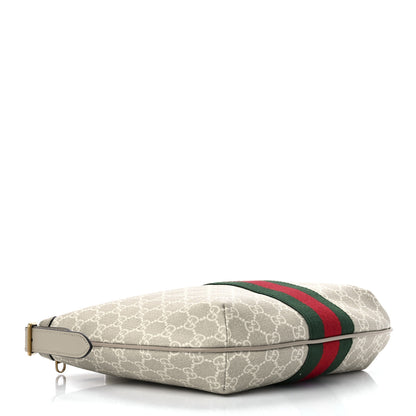 Gucci GG Supreme Monogram Textured Dollar Calfskin Web Small Ophidia Half Moon Hobo Beige Mystic White Oatmeal 4 of 11