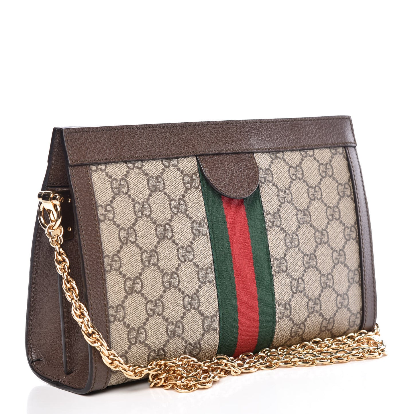 GG Supreme Monogram Web Small Ophidia Chain Shoulder Bag Brown