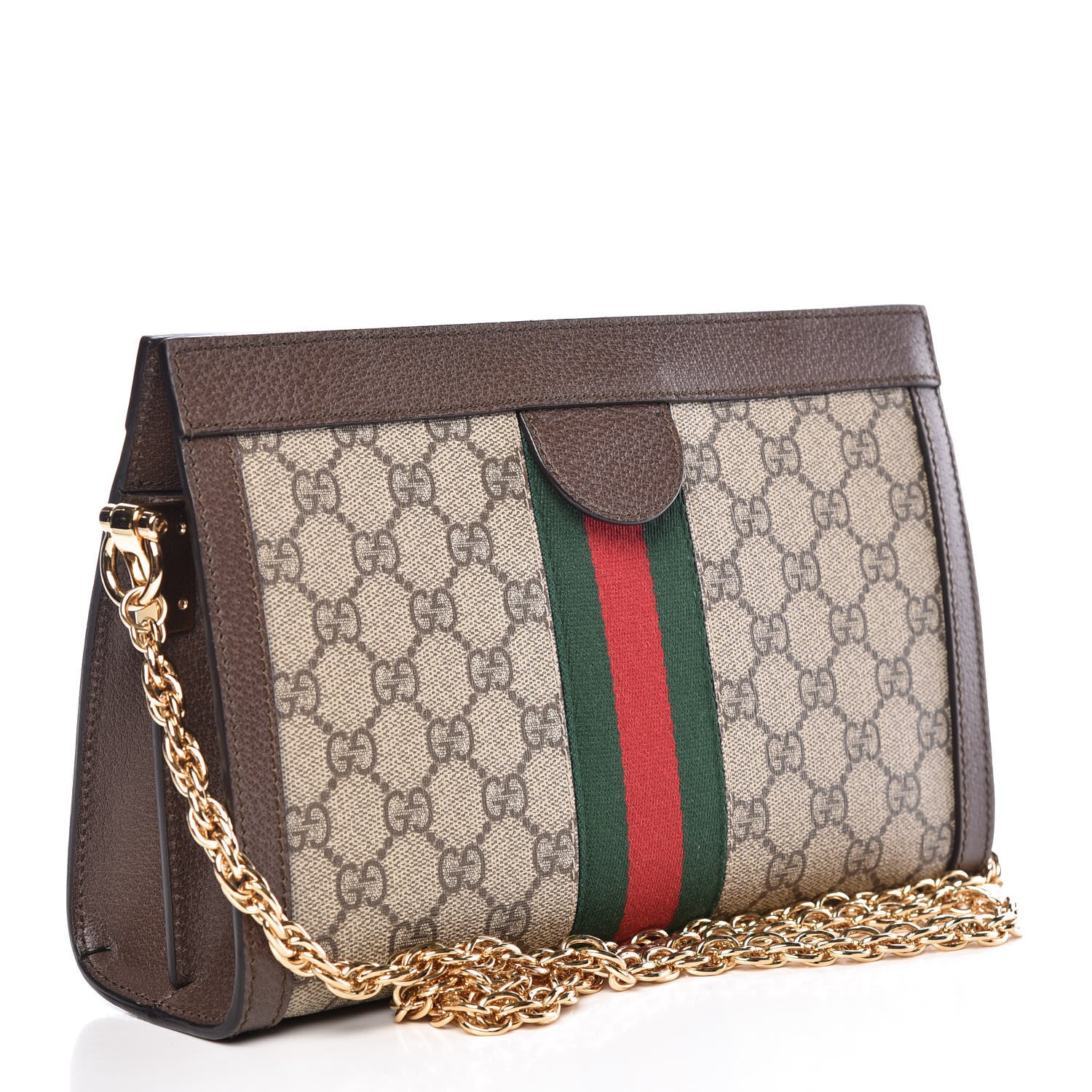 Gucci GG Supreme Monogram Web Small Ophidia Chain Shoulder Bag Brown 3 of 11