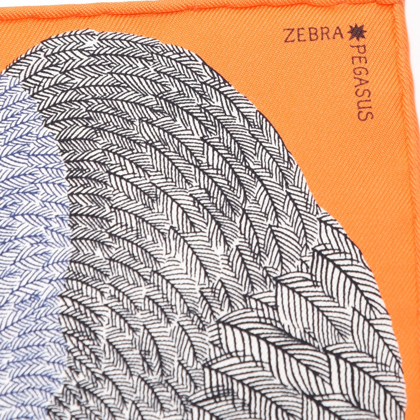 Silk Carre Zebra Pegasus Nano Scarf 20 Orange Vif Black