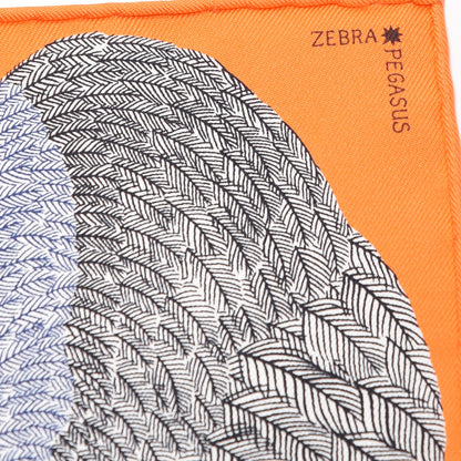 Hermes Silk Carre Zebra Pegasus Nano Scarf 20 Orange Vif Black 3 of 4