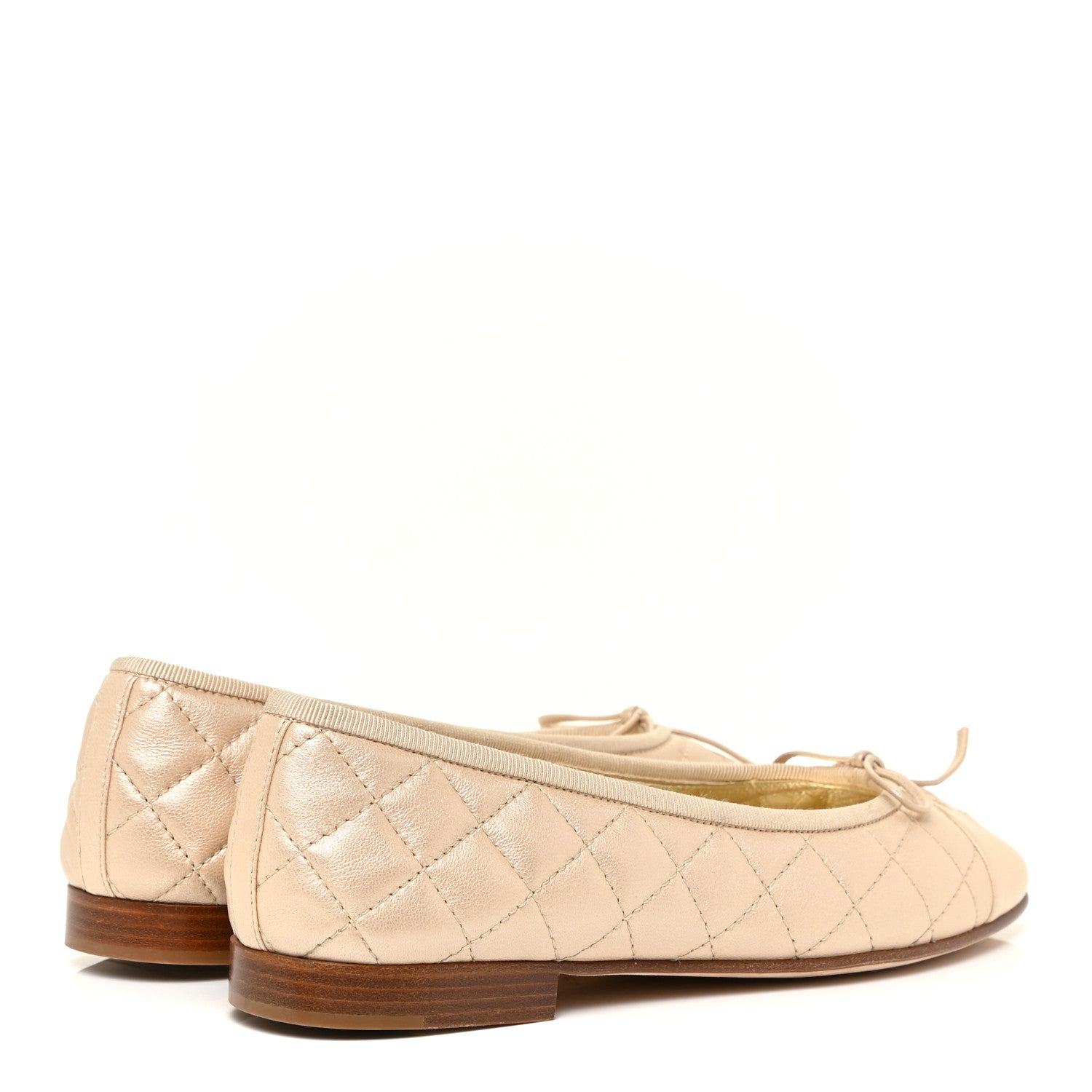 Chanel Iridescent Lambskin Quilted CC Cap Toe Ballerina Flats 38.5 Beige 4 of 16