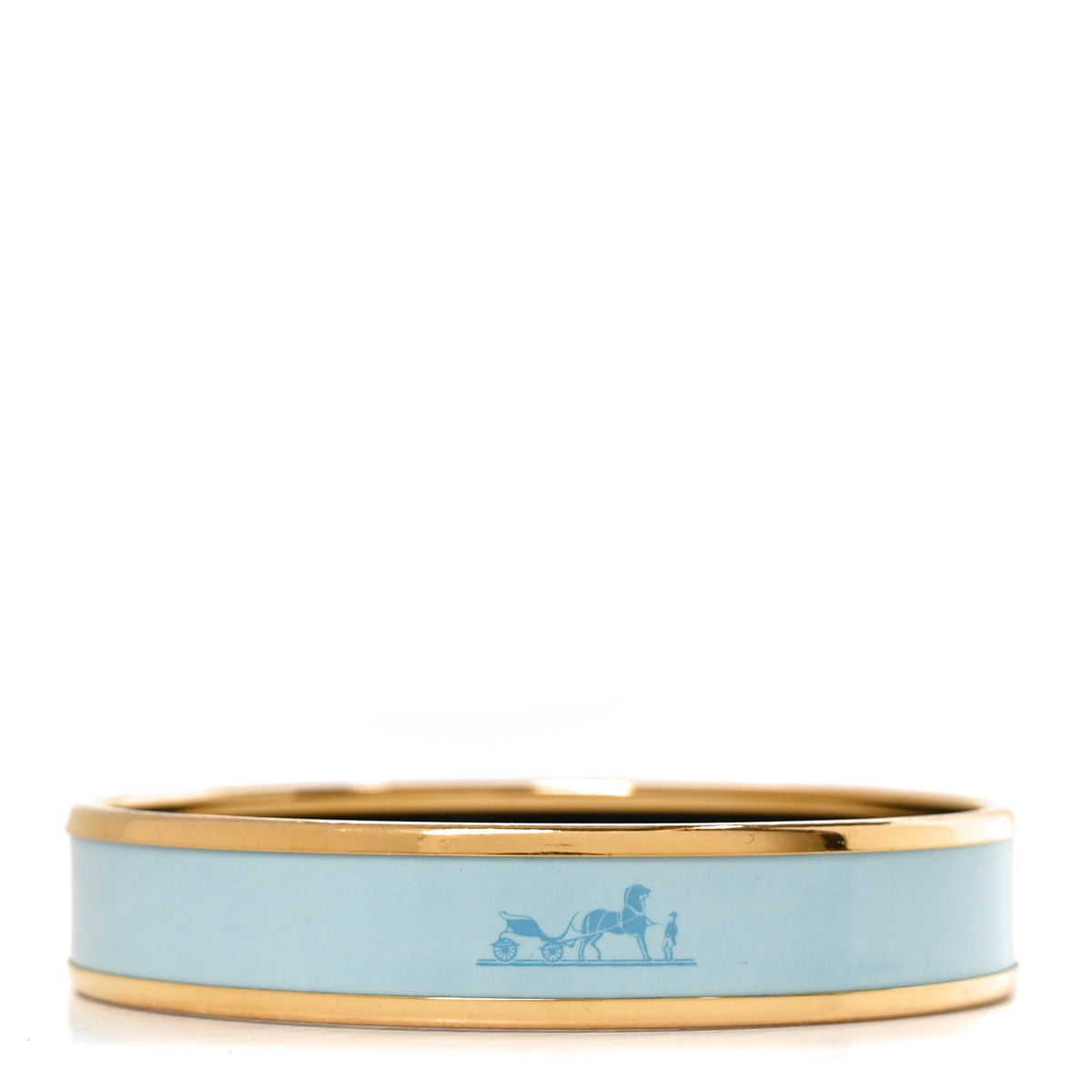 Hermes Enamel Printed Caleche Wide Bracelet Vert Aqua 1 of 5