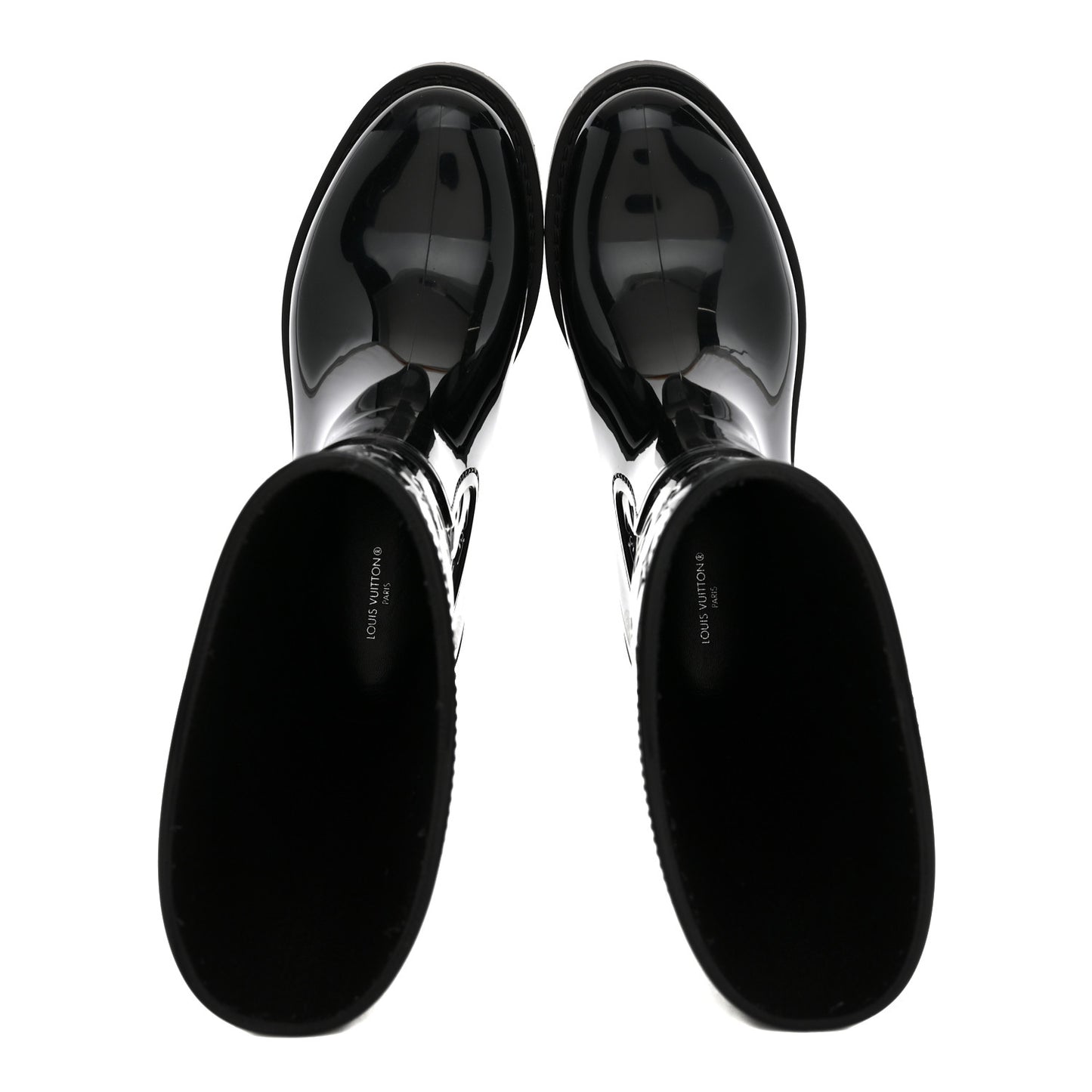 Rubber Embossed Monogram Drops Flat Half Boots 38 Black