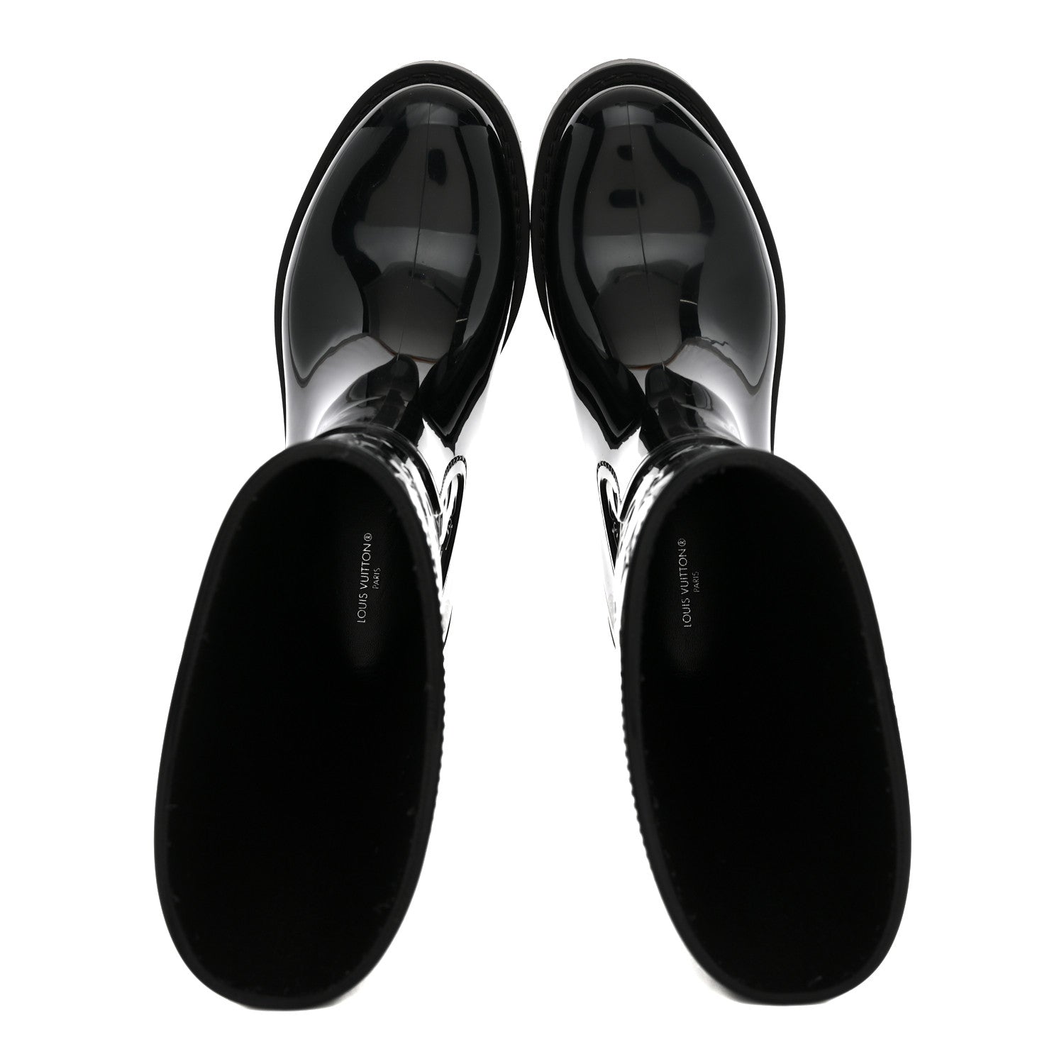 Louis Vuitton Rubber Embossed Monogram Drops Flat Half Boots 38 Black 2 of 10