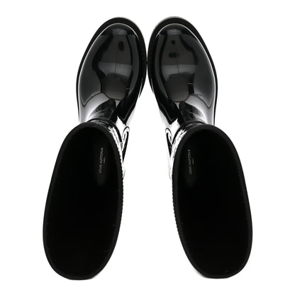 Louis Vuitton Rubber Embossed Monogram Drops Flat Half Boots 38 Black 2 of 10