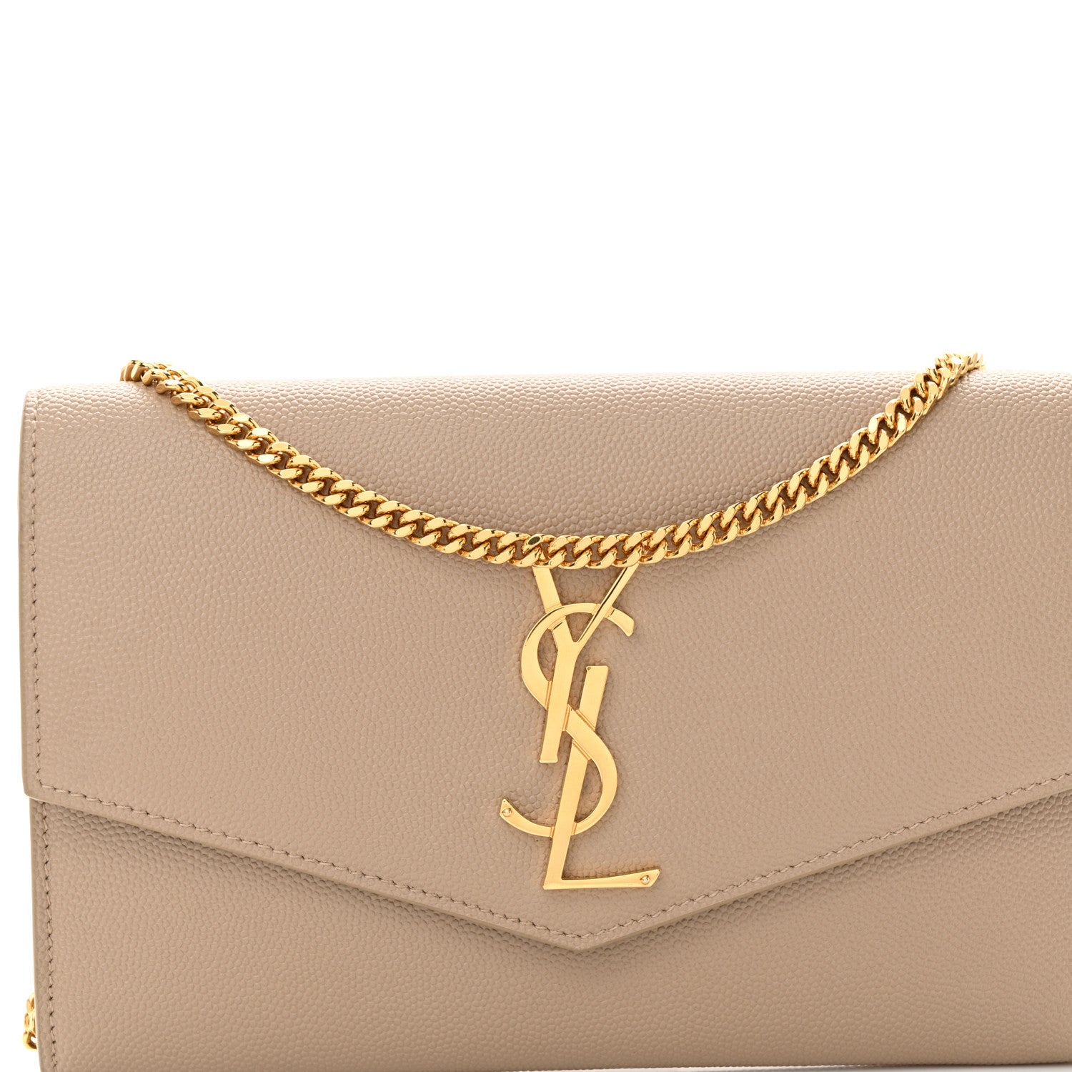 Saint Laurent Grain De Poudre Monogram Uptown Chain Wallet Dark Beige 8 of 12