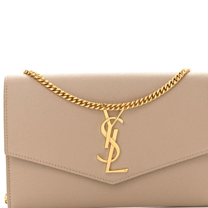 Saint Laurent Grain De Poudre Monogram Uptown Chain Wallet Dark Beige 8 of 12