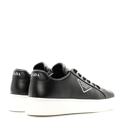 Prada Vitello Soft Triangle Logo Low Top 45mm Sneakers 40 Black White 4 of 14