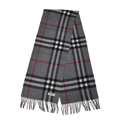 Burberry Cashmere Giant Check Fringe Scarf Grey 3 of 4