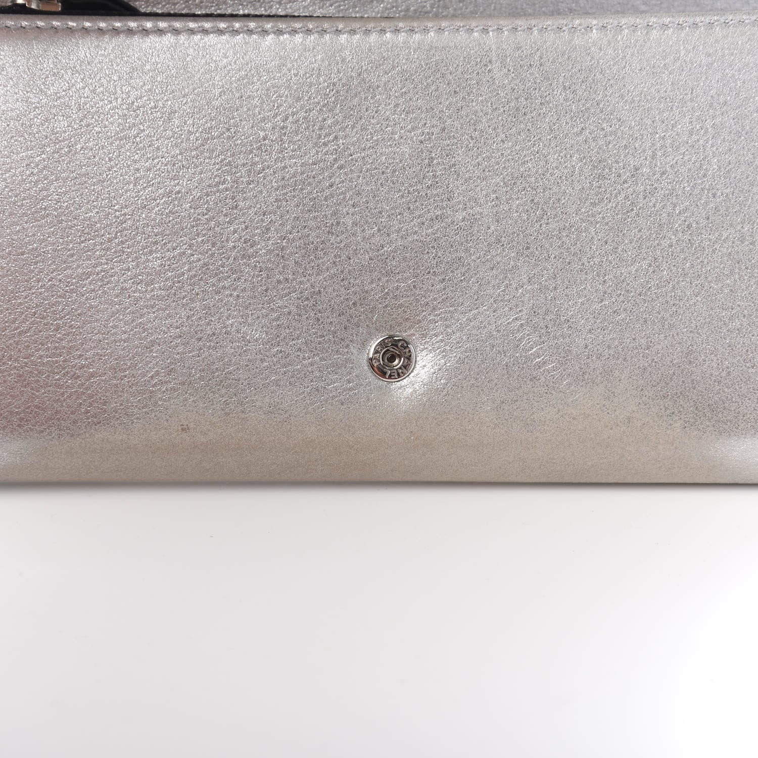 Chanel Lambskin Large CC Flap Wallet Silver 14 of 15