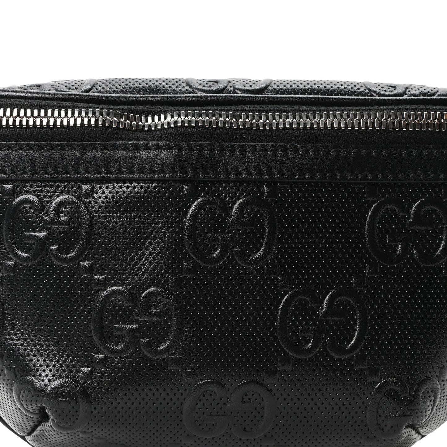 Calfskin GG Tennis Embossed Belt Bag Black