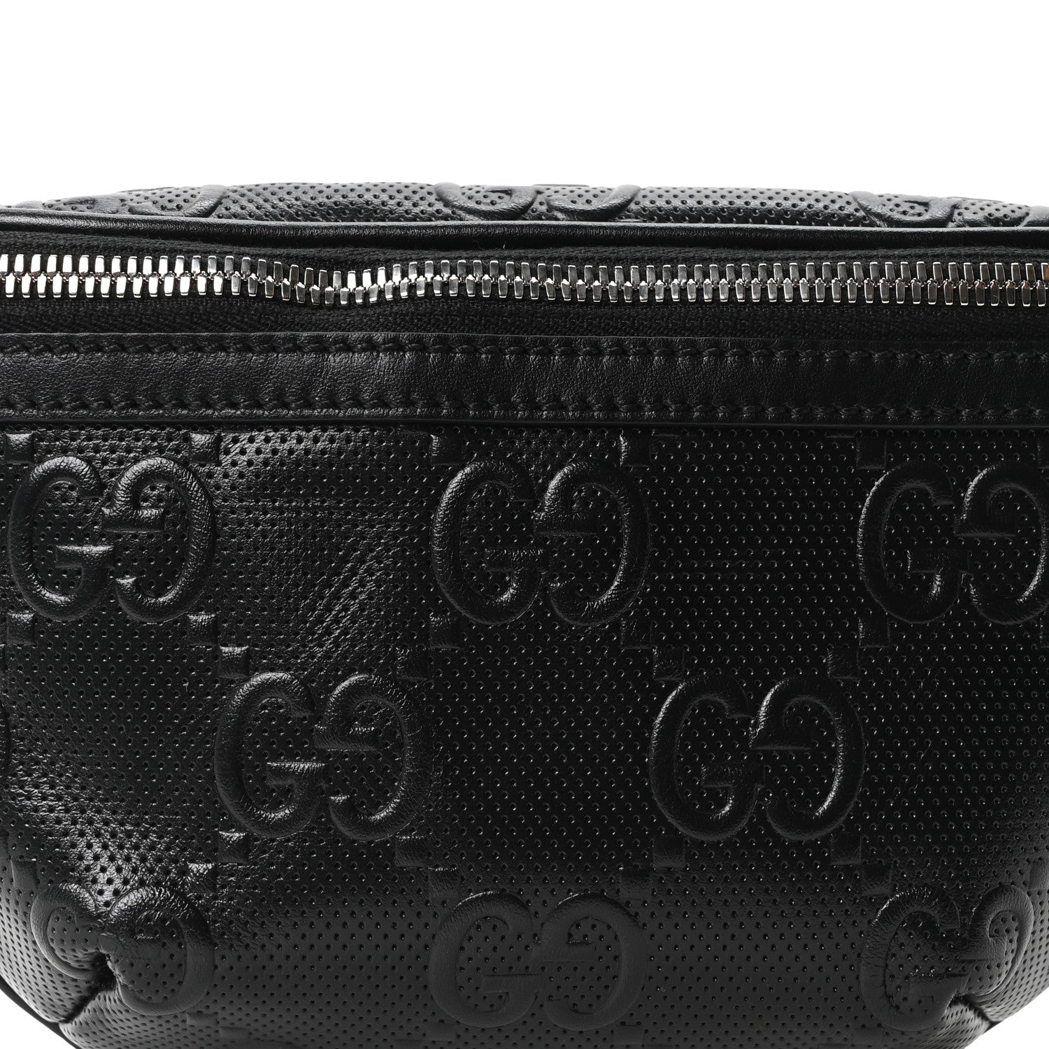 Gucci Calfskin GG Tennis Embossed Belt Bag Black 14 of 19