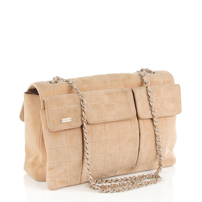 Chanel Suede Square Quilted Mademoiselle Flap Beige 3 of 7