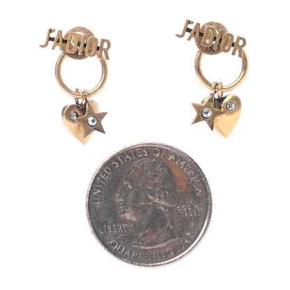 Christian Dior Metal Heart Star J'adior Drop Earrings Antique Gold 2 of 5