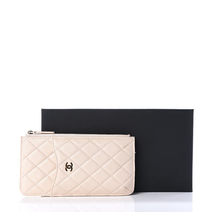 Chanel Caviar Quilted Classic Flat Wallet Pouch Light Beige 10 of 10