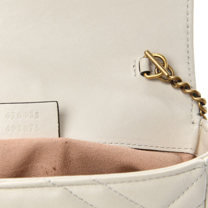 Gucci Calfskin Matelasse Super Mini GG Marmont Shoulder Bag White 9 of 10