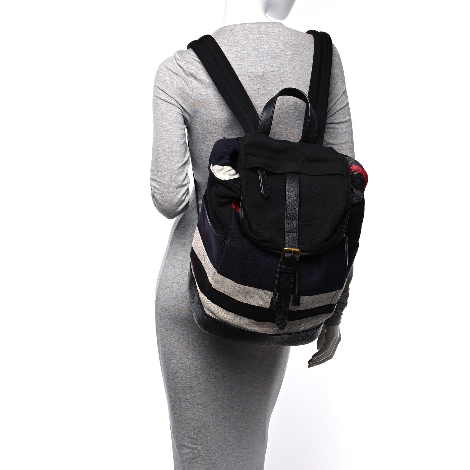 Burberry Overdyed Canvas Mega Check Drifton Backpack Black 2 of 10