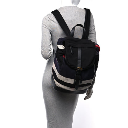 Burberry Overdyed Canvas Mega Check Drifton Backpack Black 2 of 10