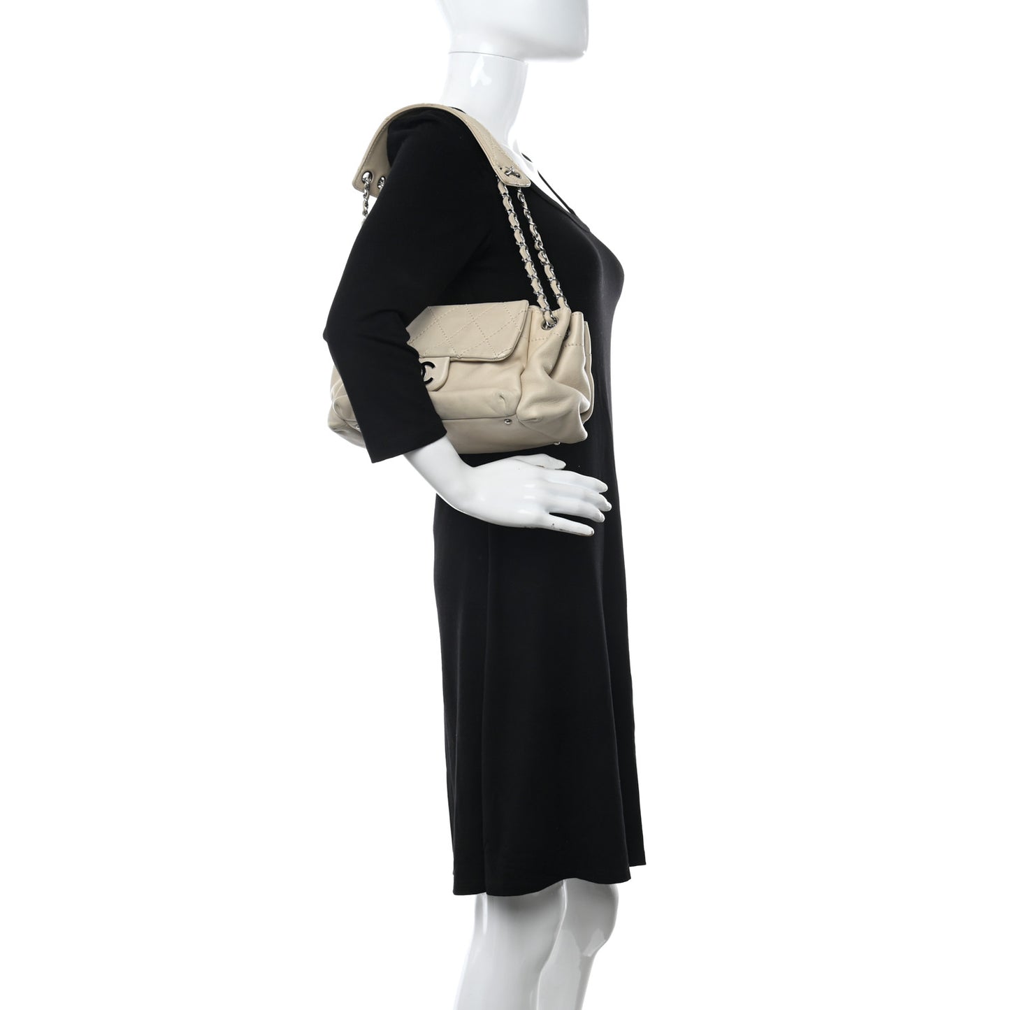 Lambskin Quilted Bowler Flap Shoulder Bag White