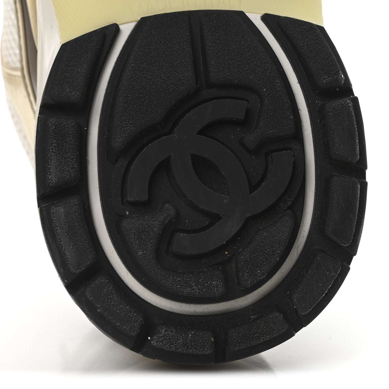 Chanel Fabric Laminated Calfskin Stretch CC Sneakers 36 White Gold Silver 7 of 9