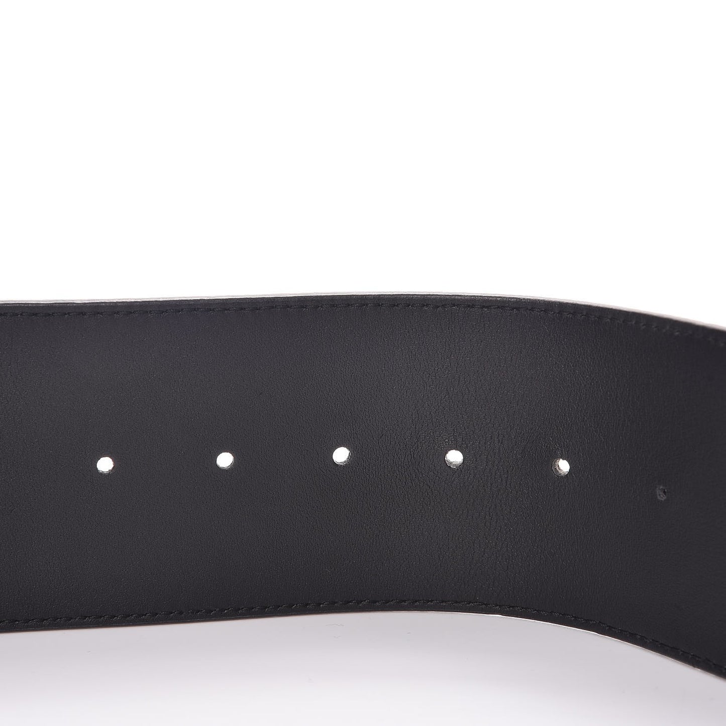 Moon Calfskin Pearl Double G 70mm Belt 85 34 Black Cream