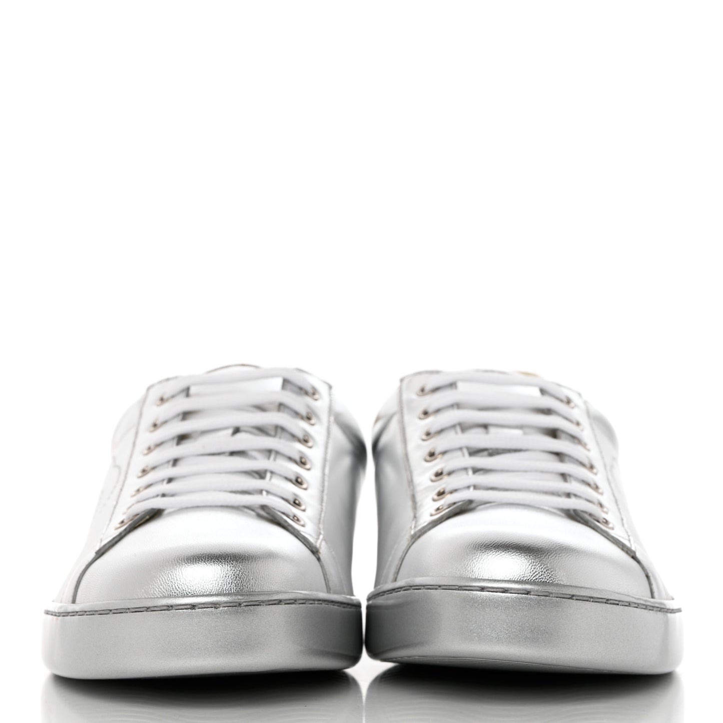 Metallic Nappa Interlocking G Perforated Mens Ace Sneakers 10 Argento