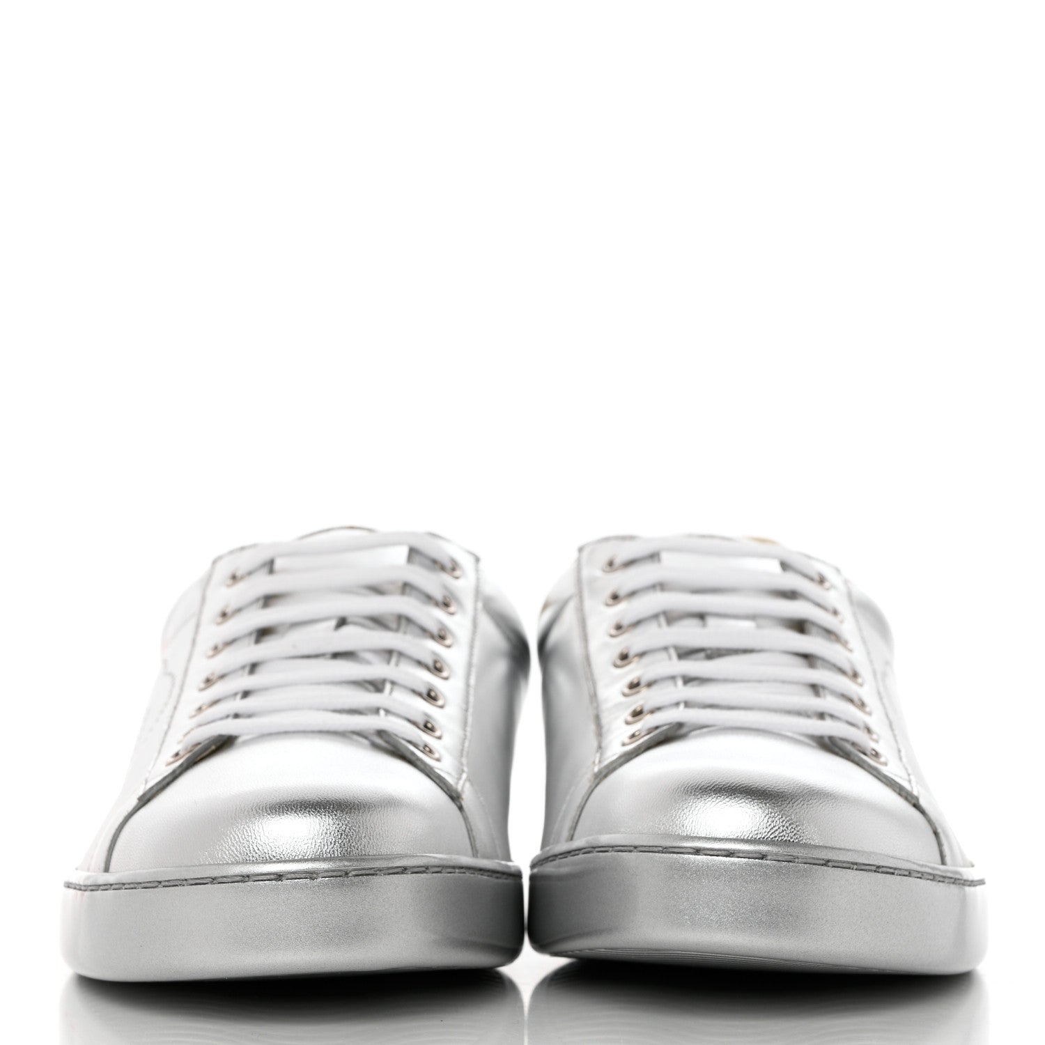 Gucci Metallic Nappa Interlocking G Perforated Mens Ace Sneakers 10 Argento 2 of 9