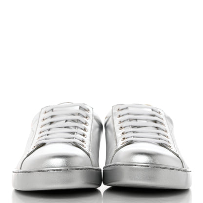 Gucci Metallic Nappa Interlocking G Perforated Mens Ace Sneakers 10 Argento 2 of 9