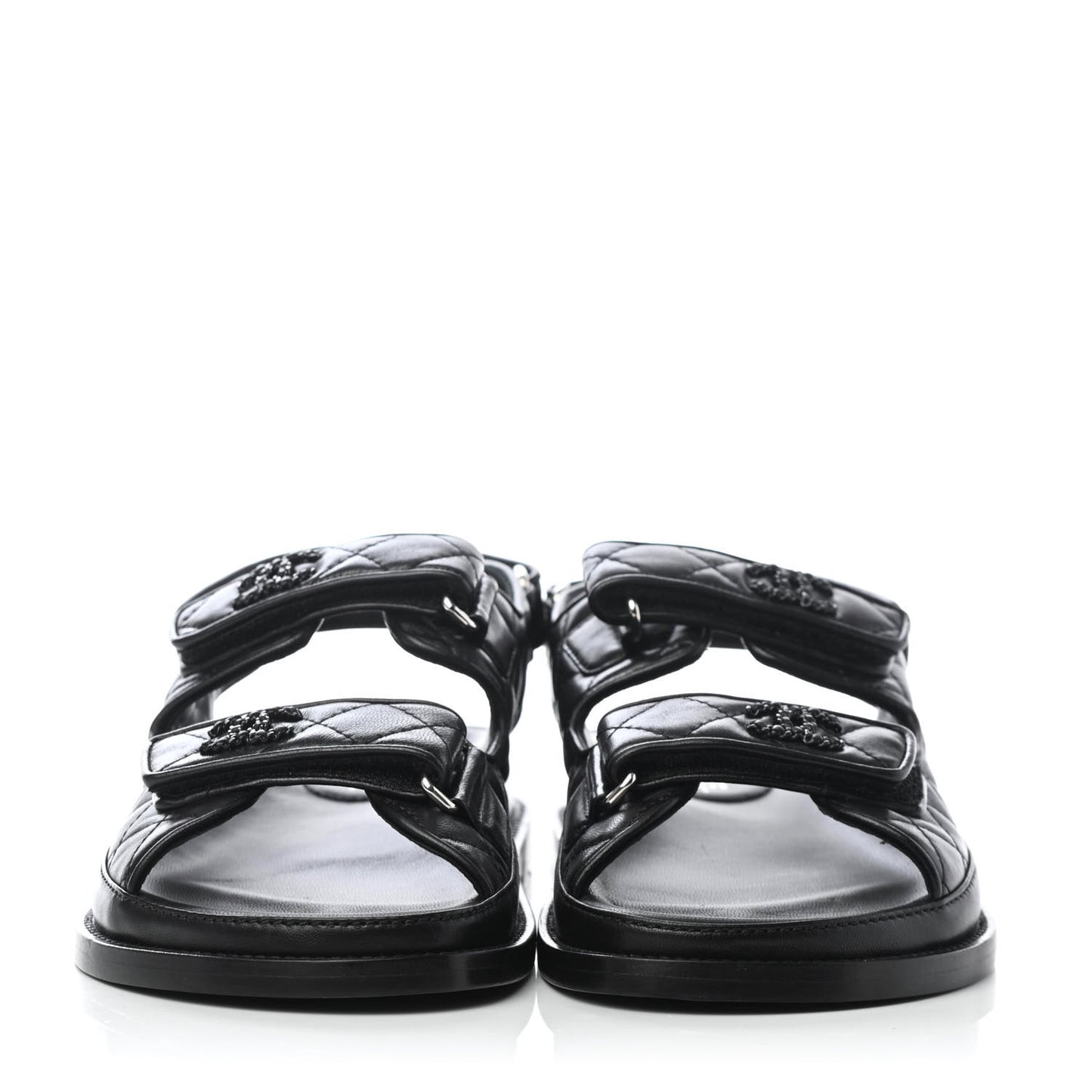Lambskin Velcro Dad Sandals 37.5 Black